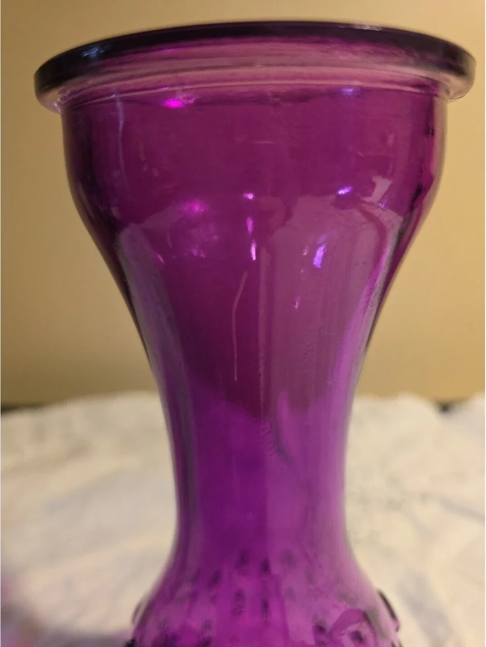 Tall PURPLE Stained Glass Bulb Forcing Vase